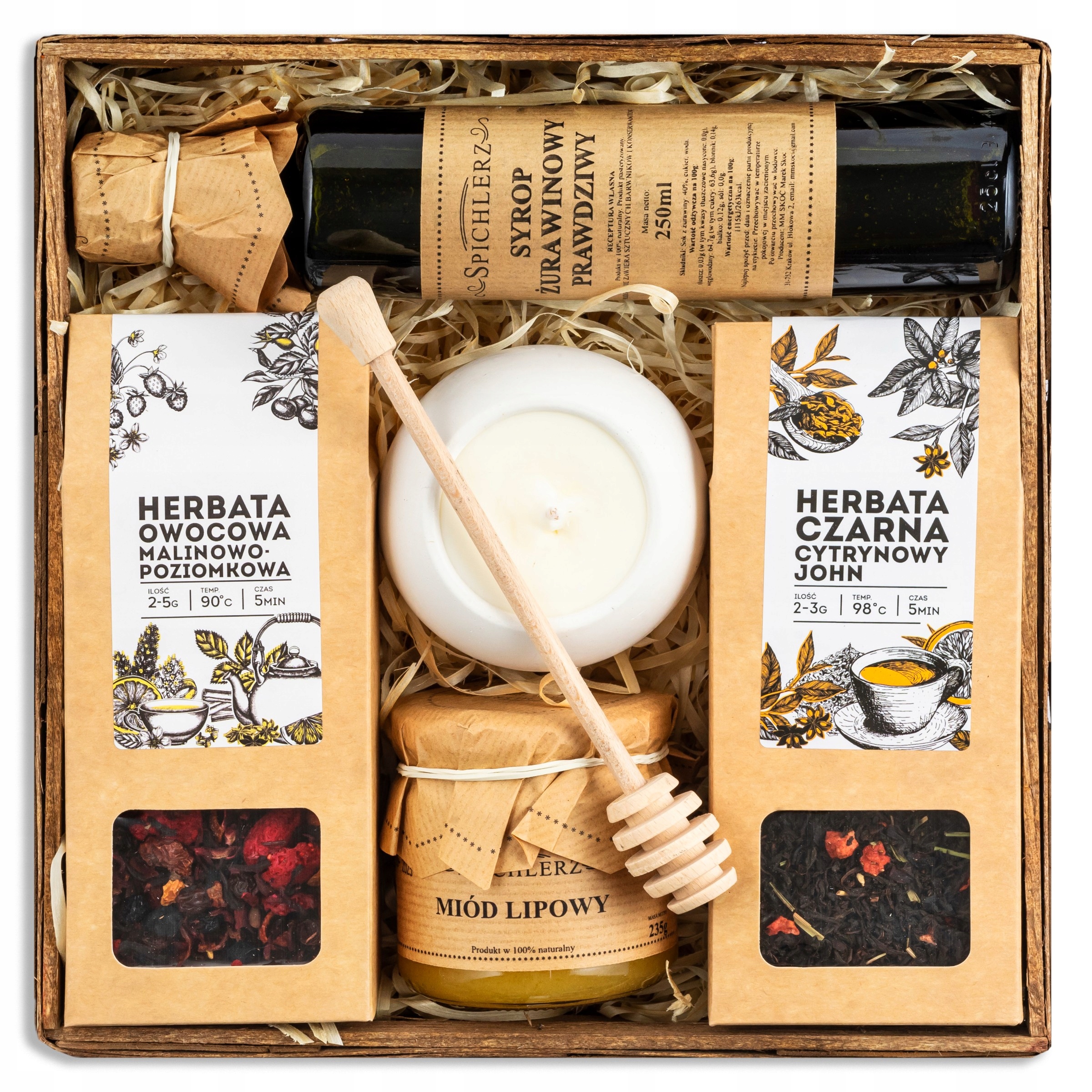 Kosz Prezentowy miód Herbata