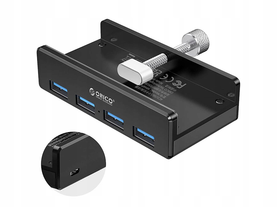 Hub Usb-c -> Usb 3.2 x3 Usb-c x1 z uchwytem Orico MH4PC-10-BK-BP aktywny