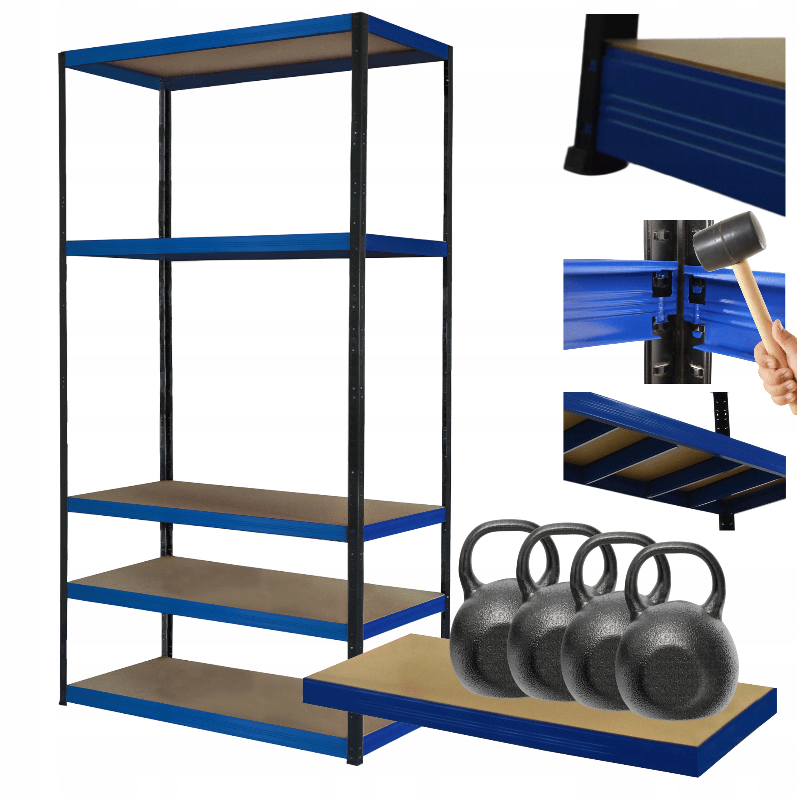 Kovový úložný regál Helios 213x110x60 cm 5Px400 kg Pevná Obloha