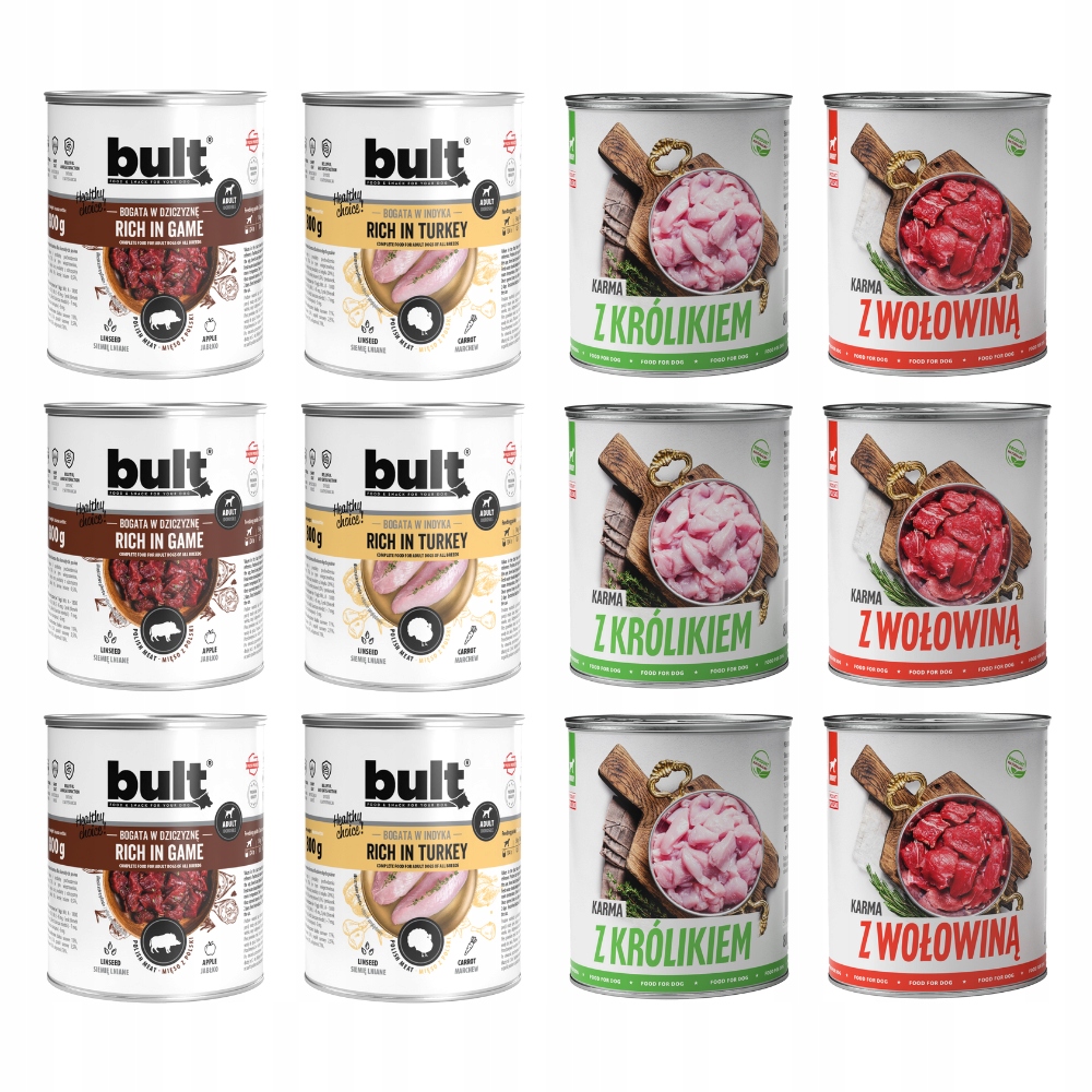 Levně Krmivo Pro Psa Vlhké Krmivo MIX Chutí Zvěřina Krůta Hovězí Maso 12x800 g