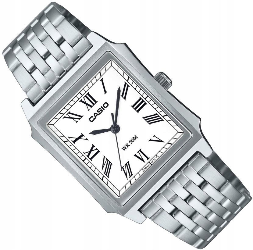 Klasický Obdélníkový Pánský Zásobník Casio MTP-B190D-7BVEF S Římskými Číslicemi