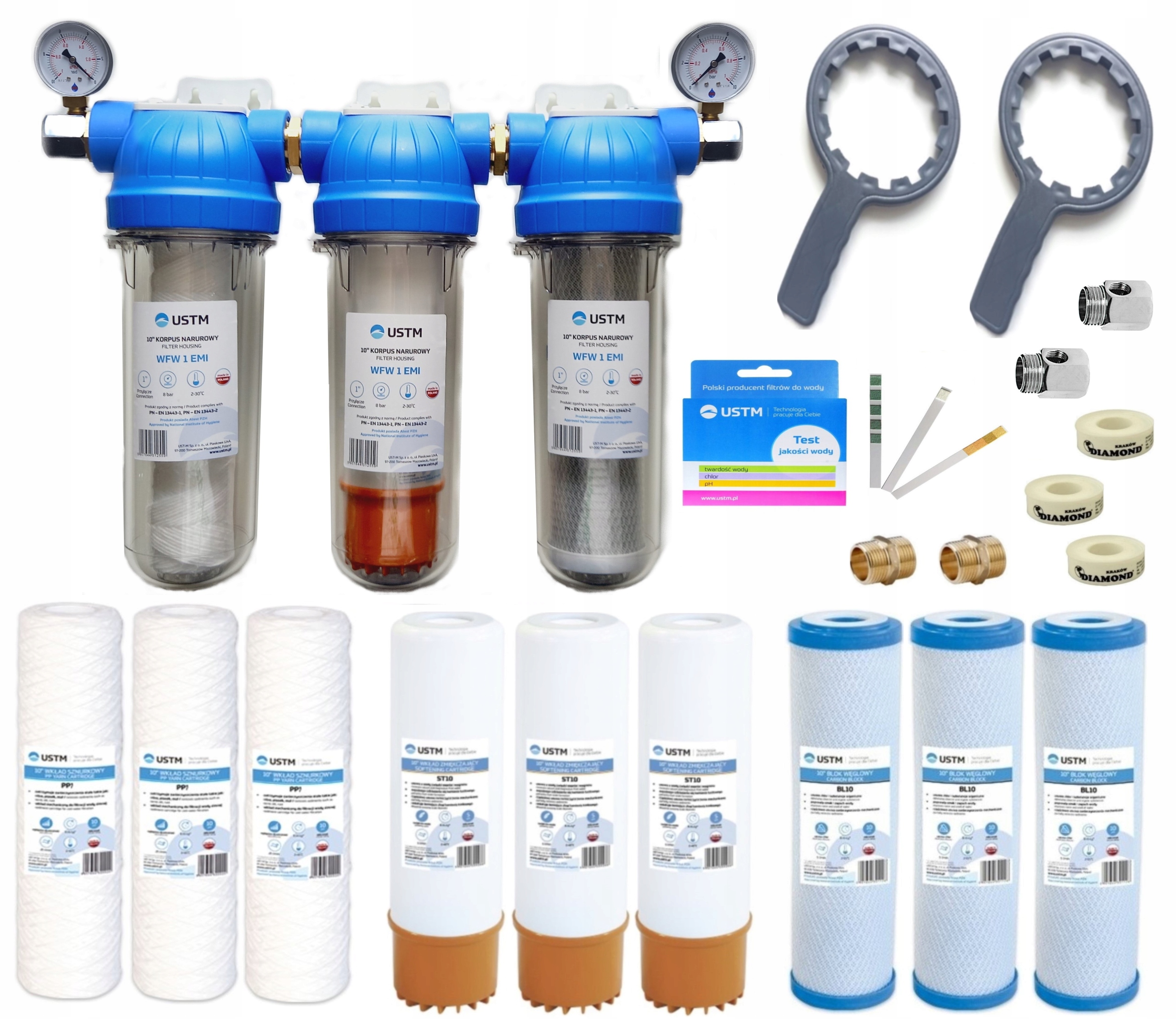 FILTR WODY WSTĘPNY CAŁY DOM 3 STOPNIOWY ZMIĘKCZACZ
