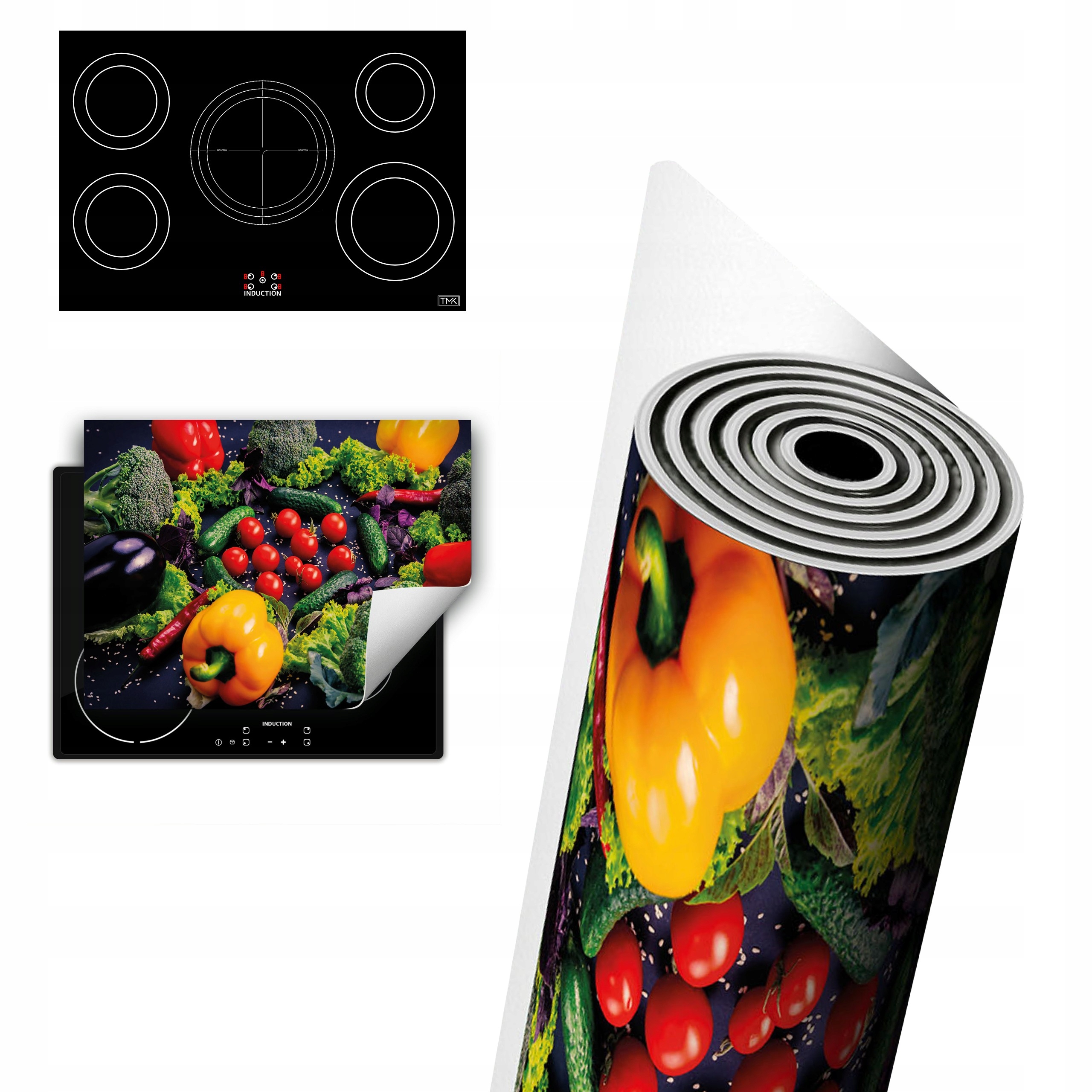Vinylová Ochrana Na Indukci Pracovní Deska 80x52 barevná zelenina