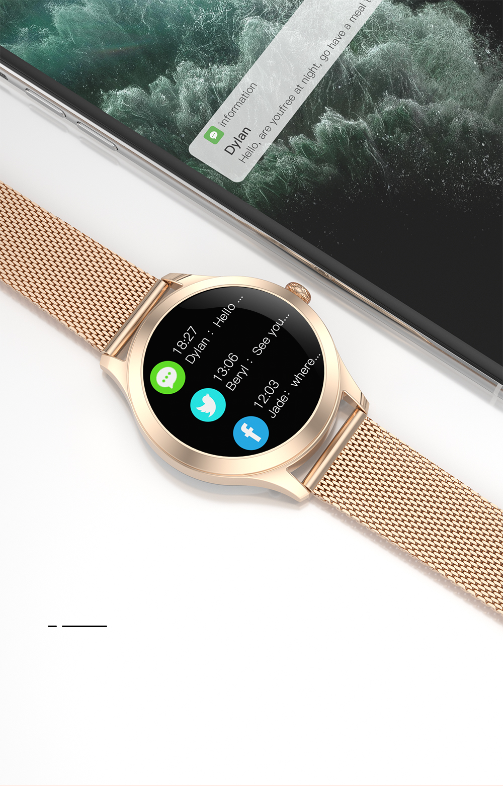 ZEGAREK G. ROSSI SMARTWATCH DOTYK SMS KROKI PULS Komunikacja Bluetooth