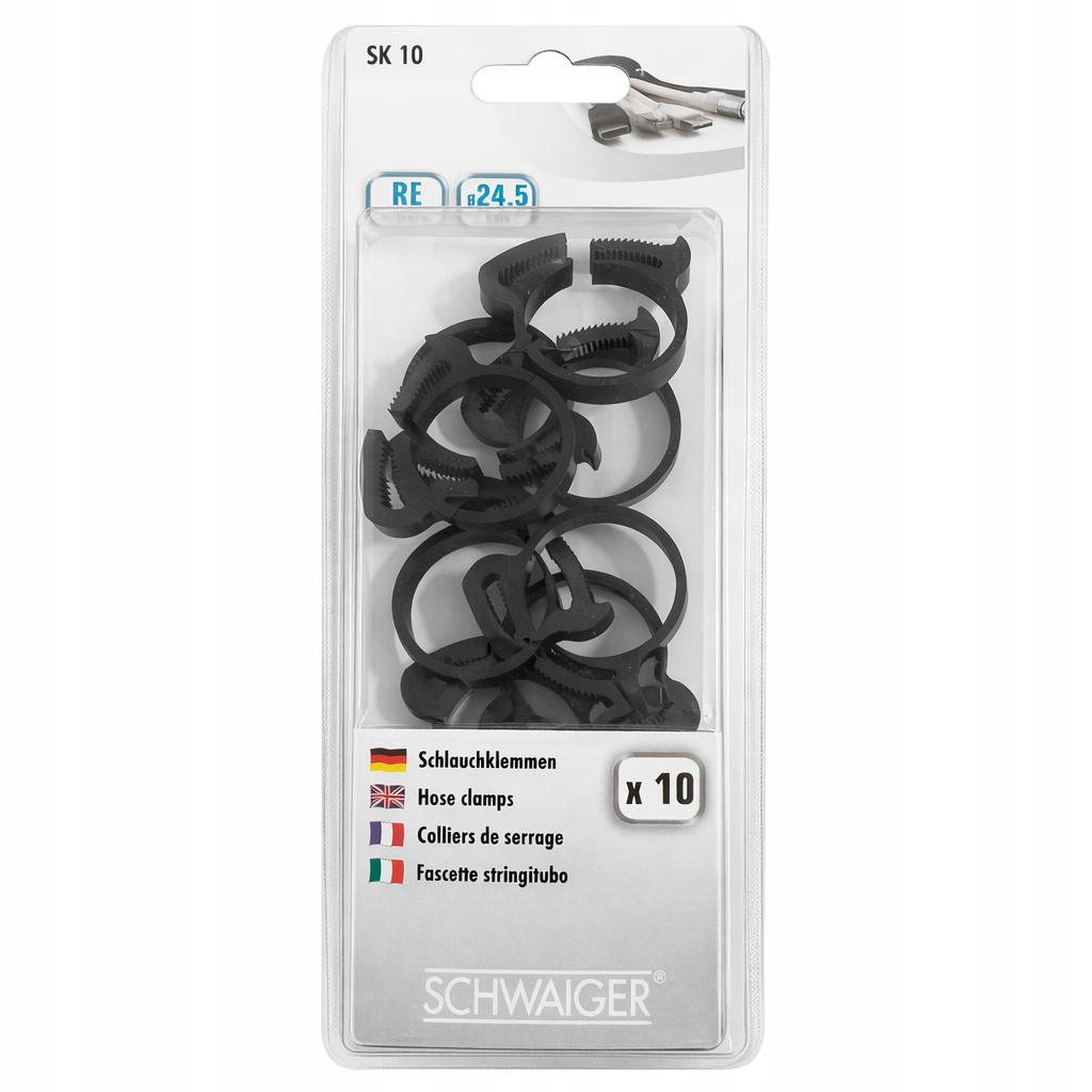Plastikowe obejmy zaciskowe do węży 24,5 mm zestaw 10 sztuk