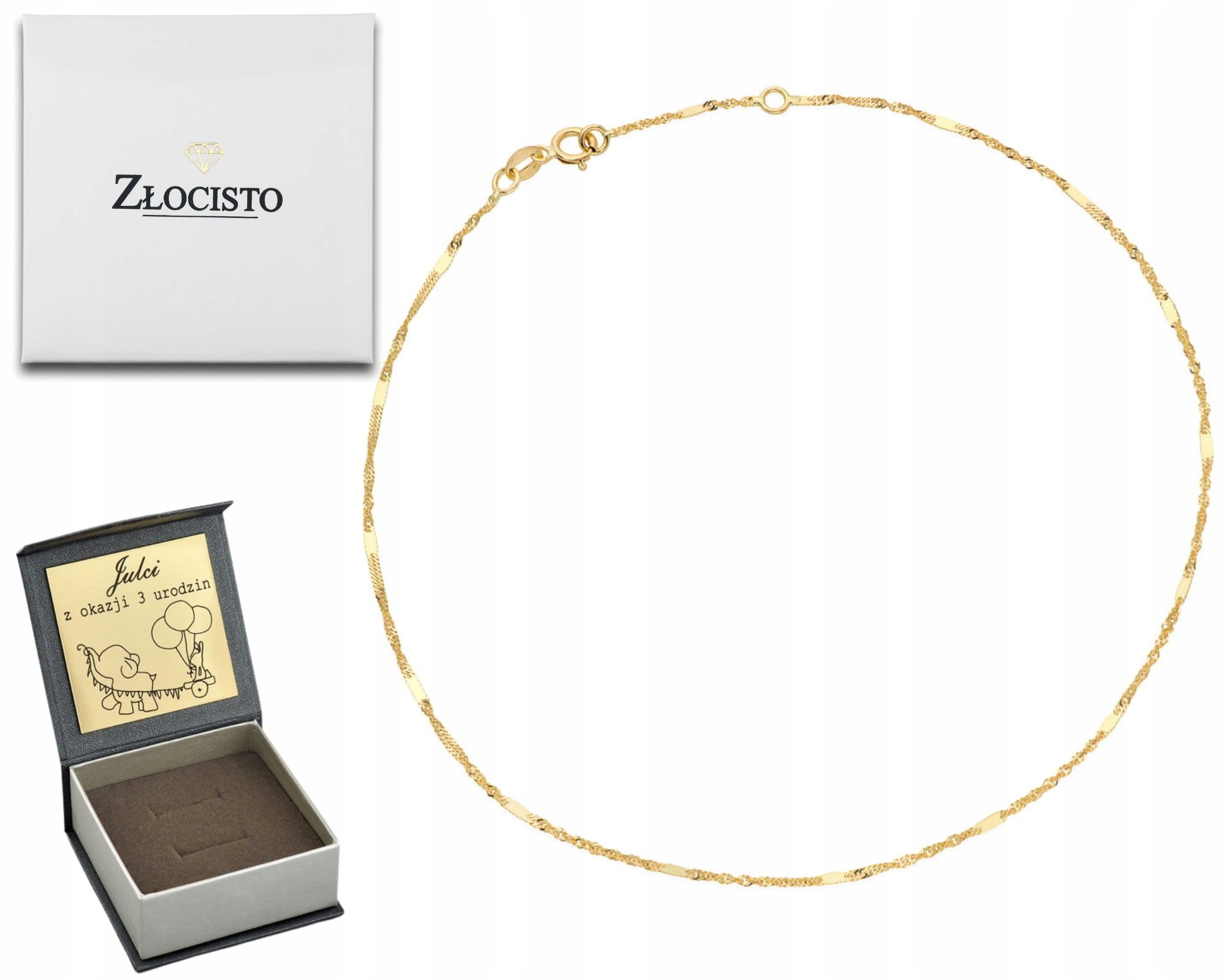 Zlatý Náramek Na Nohu S Singapurskou Vazbou A Plechem Na Léto, Jemný