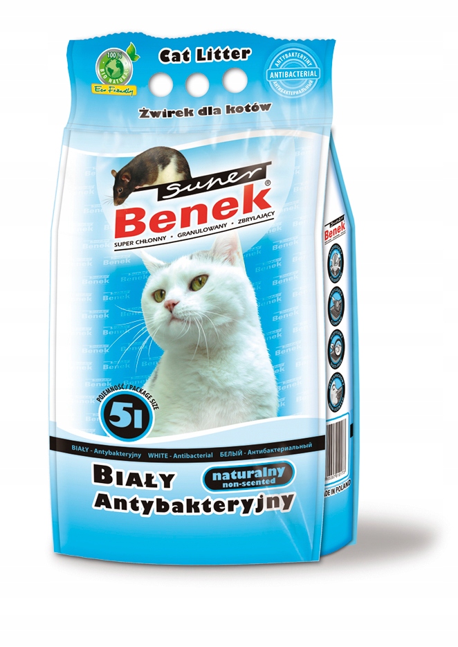 Levně Benek Stelivo bílé barvy pro kočky