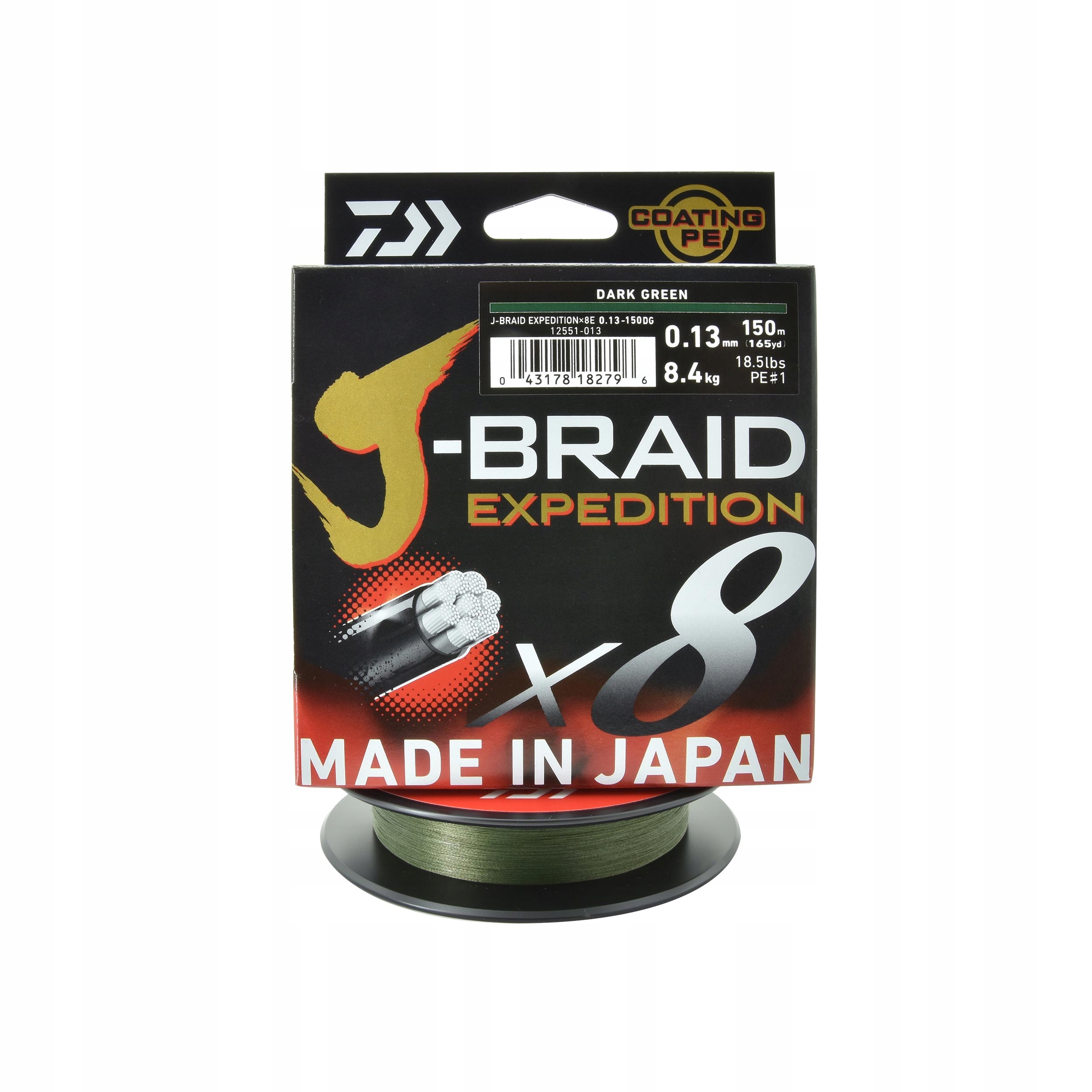 Plecionka spinningowa Daiwa J-Braid Expedition X8E 0.13mm 150m 8,4kg 1szt.