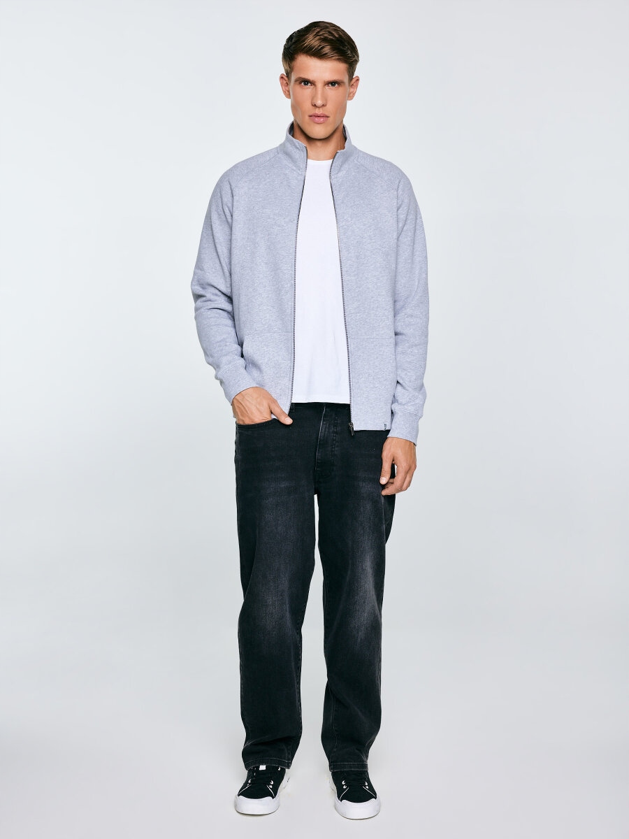 Big Star Pánská rozepínací mikina šedá Madorol 901 XXL