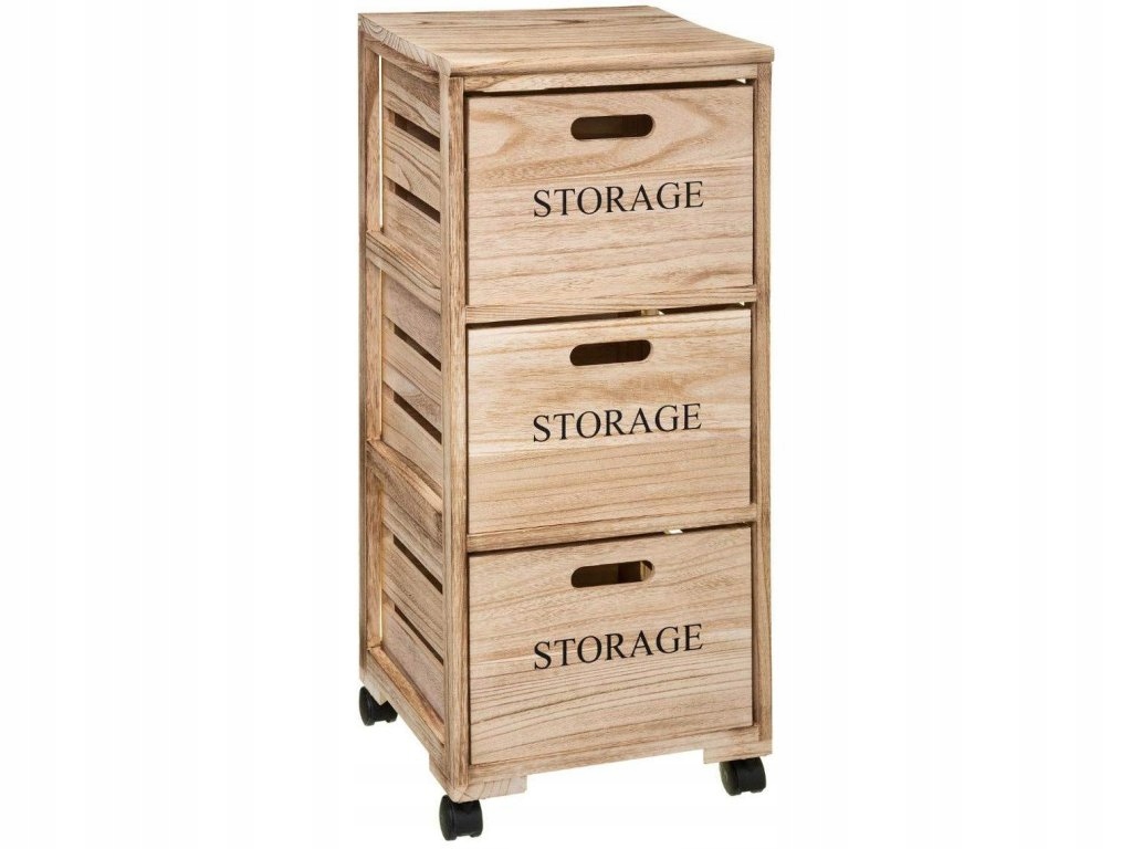 Zásuvková skriňa, mobilný úložný stojan, drevená skriňa s 3 zásuvkami