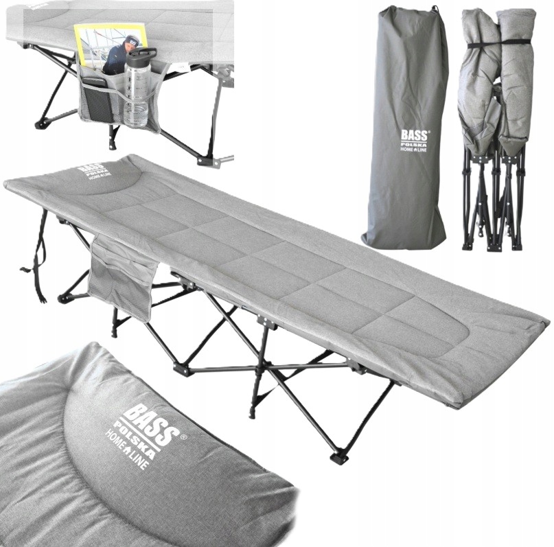 Składane Łóżko Turystyczne Z Materacem 198 X 68 CM Kempingowy Polowe Leżak