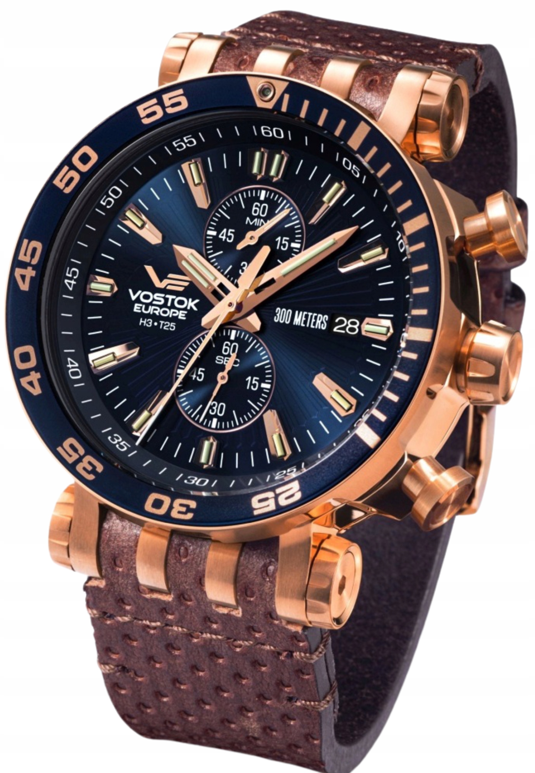 Nové Originální hodinky Vostok Europe VK61-575B590 Energia na řemínku datum