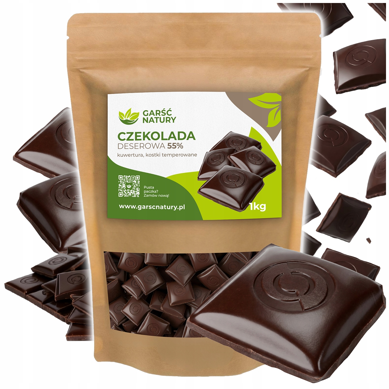 Czekolada Deserowa 1000g Kostki Temperowane Kuwertura 55% 1 kg