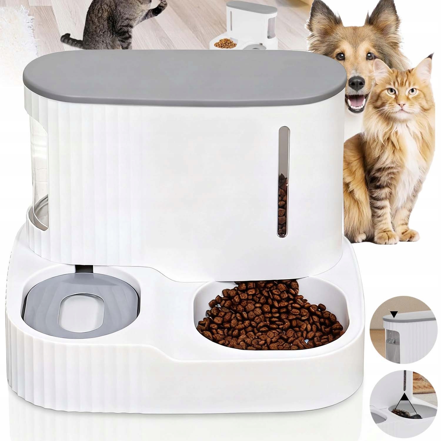 Levně Dávkovač Krmiva A Vody Automatický Podavač Miska Pro Psa A Kočku 2V1