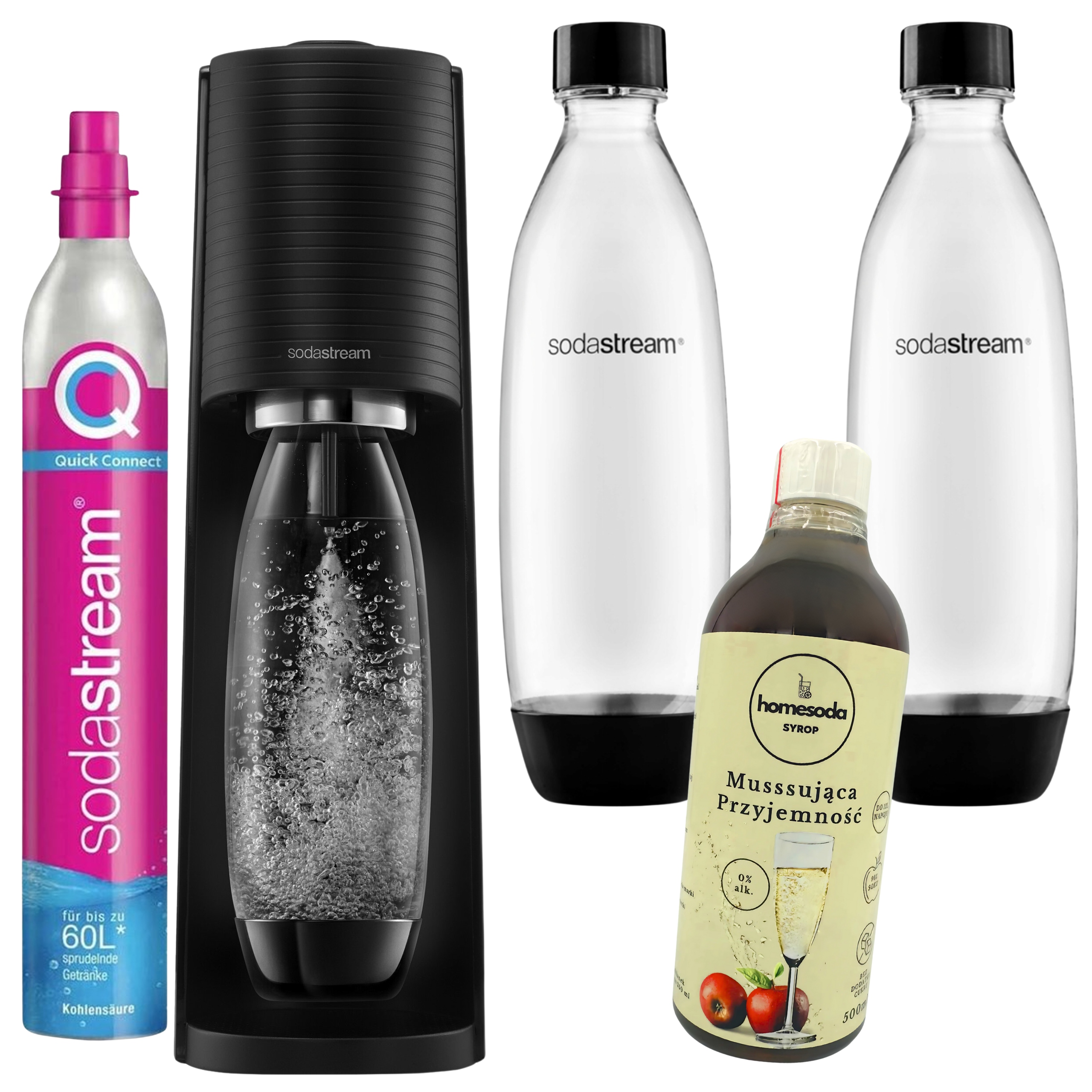 SodaStream Terra výrobník sody, sifon na perlivou vodu, 2 lahve, Sirup, šumivé víno