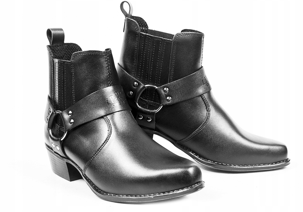 

Buty Skórzane Kowbojki Kawaleryjki Obcas Motor 41