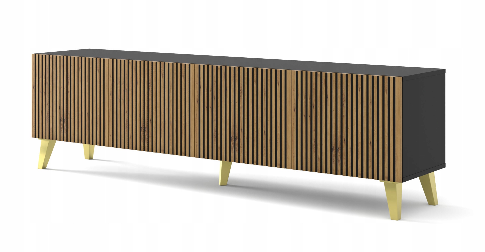 Szafka RTV Ravenna F 200 cm 4D czarny artisan FPZL