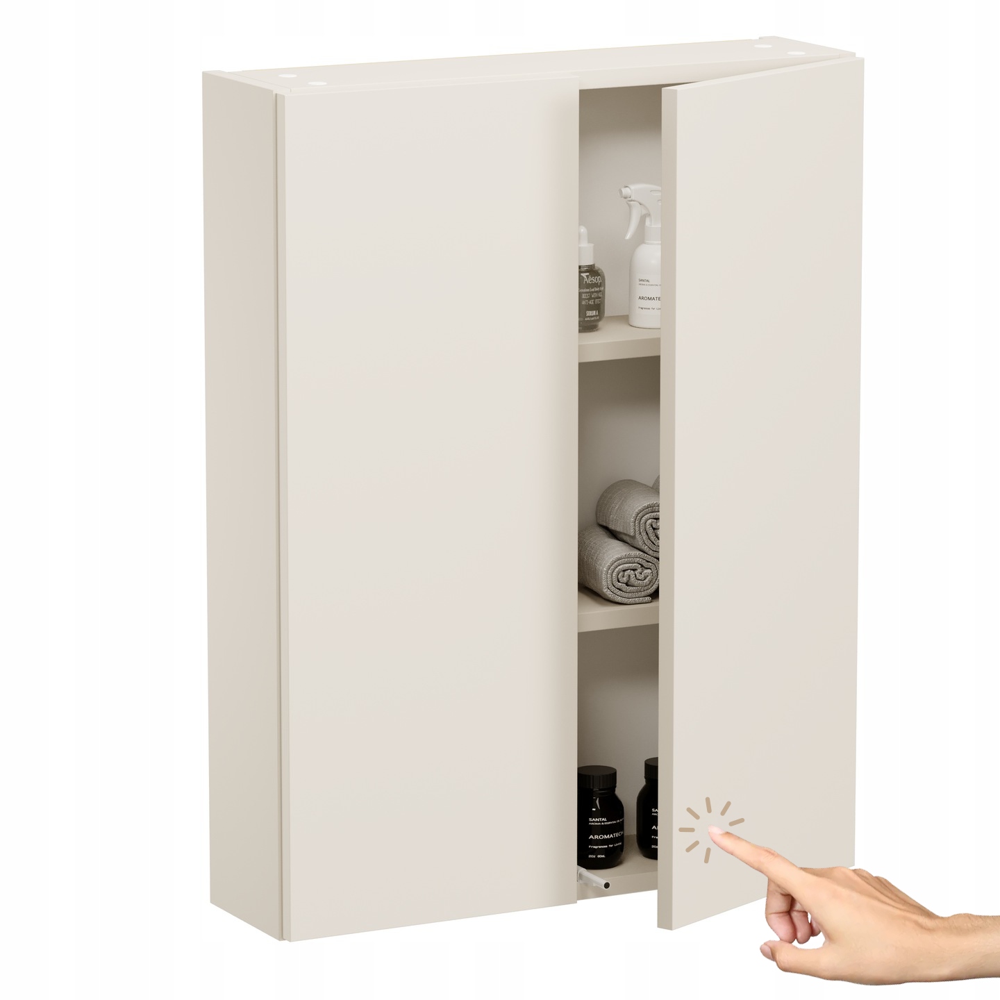 Závěsná koupelnová skříňka s policemi z kašmíru 78x60x17 cm na kosmetiku