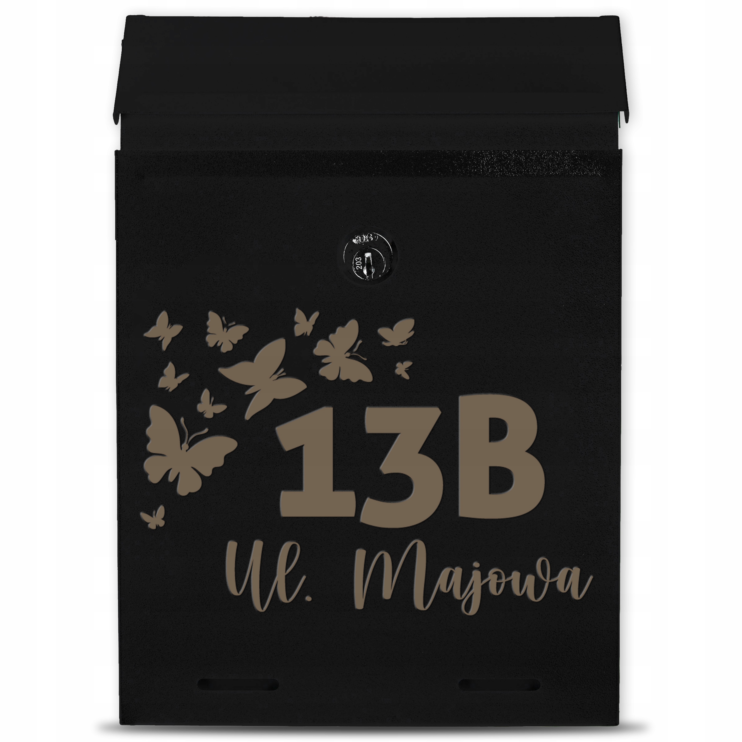 Poštovní Schránka Na Dopisy Personalizovaná Černá Kovová Gravírování Adres Styl