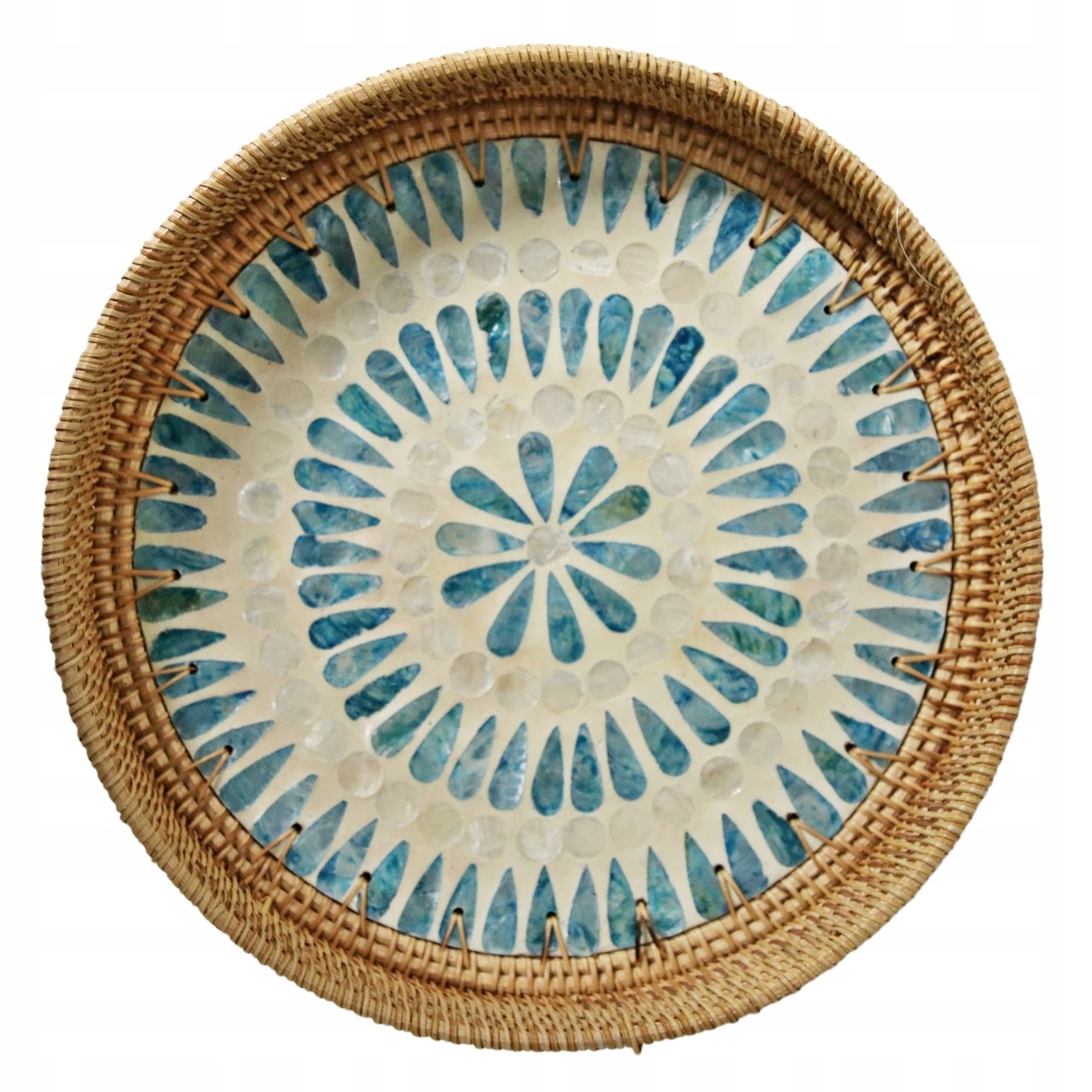 

Taca rattanowa do serwowania patera 30cm zdobiona