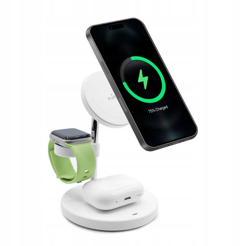 Nabíjačka 3v1 so stojanom pre iPhone AirPods Usb-a biela