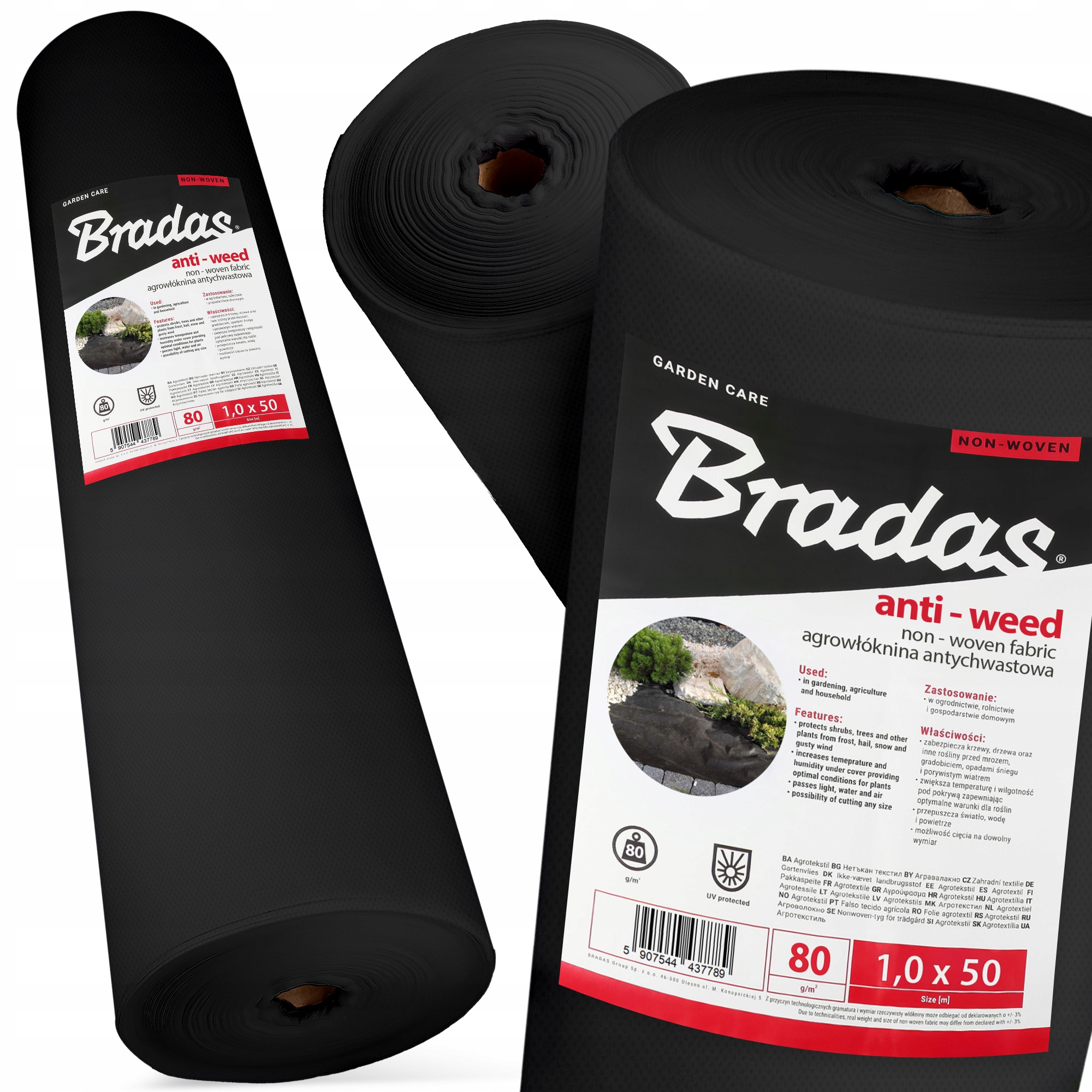 Agrowłóknina Czarna Agrotkanina 80g 1x50 m Antychwastowa Wytrzymała Grub 8Q
