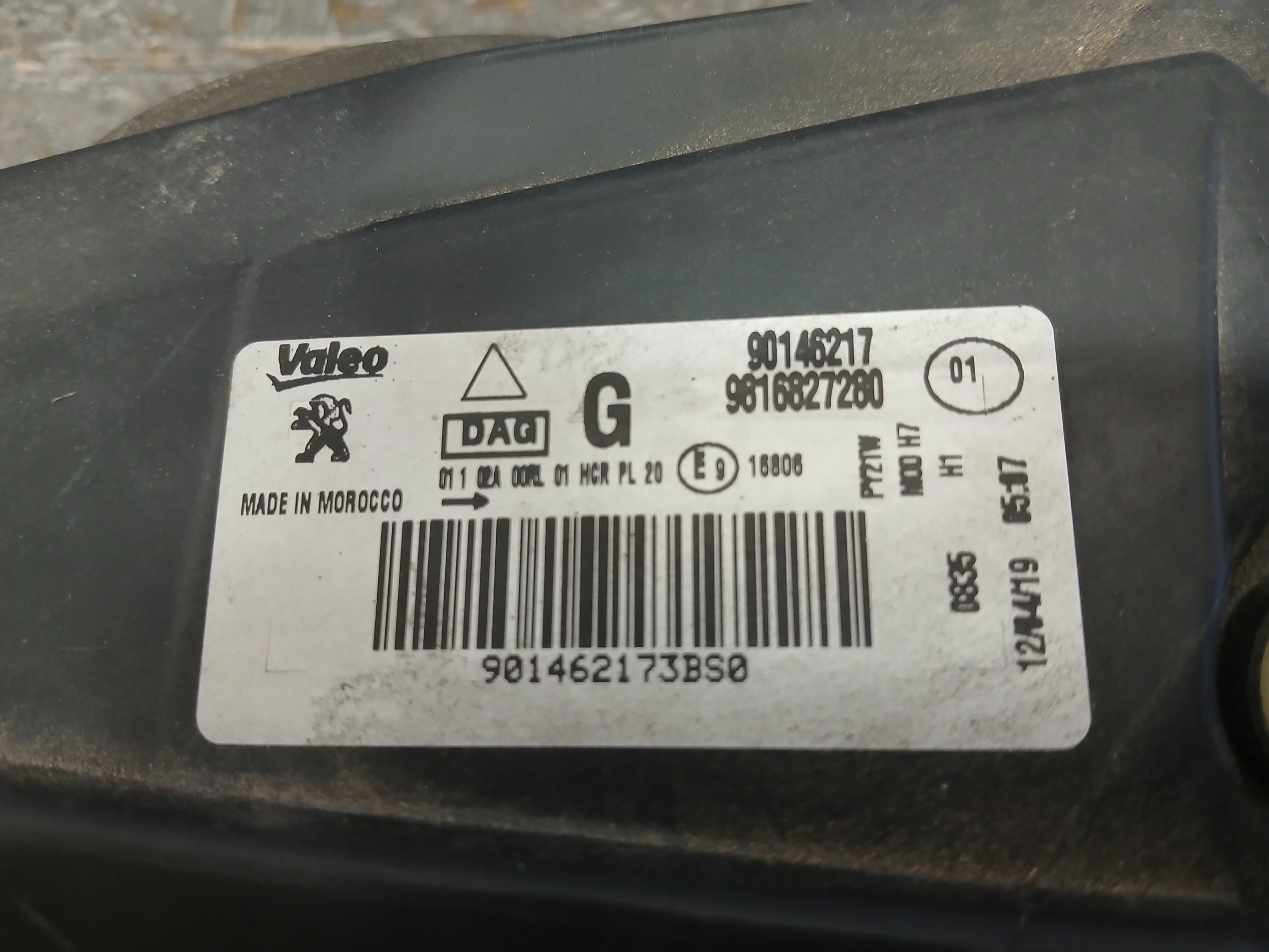 light front left PEUGEOT PARTNER RIFTER lens 18- 9816827280