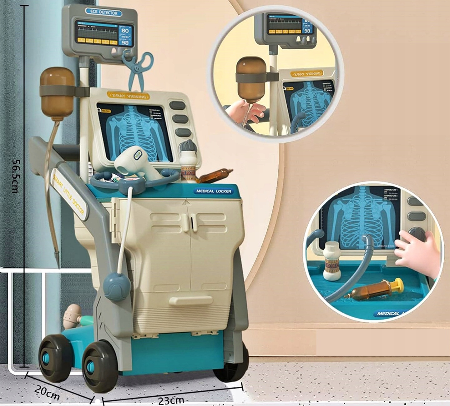 Duży zestaw lekarski EKG RTG RENTGEN XXL mały lekarz doktor ŚWIATŁO DŹWIĘK Kod producenta stacja medyczna wózek lekarza dla dzieci