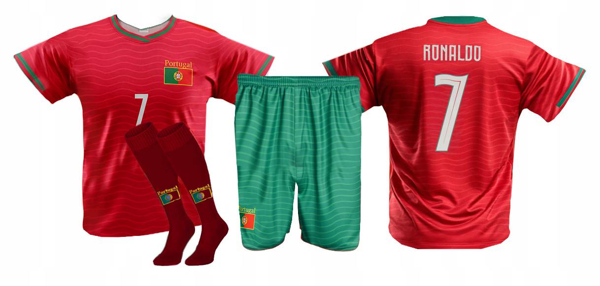 Komplet odzieży sportowej 3w1 szybkoschnący Ronaldo 7 Strój Piłkarski 140