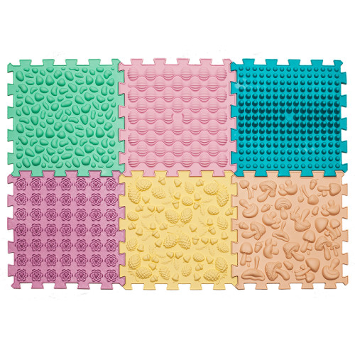 Mata do masażu sensoryczna Ortek Puzzle Mix Pastel 6 elementów