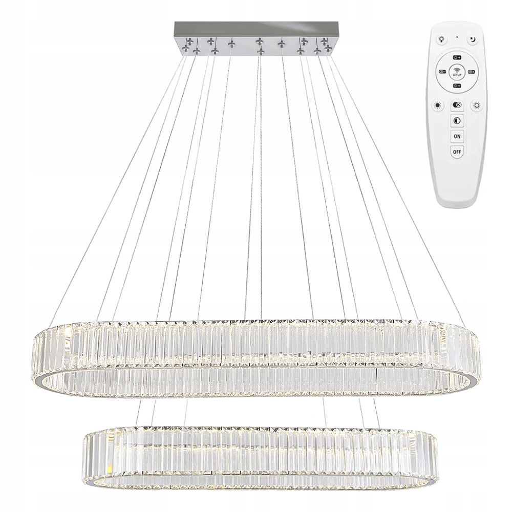 Závesná Stropná Lampa Led Krištáľová S Diaľkovým Ovládaním Chróm Glamour XXL Toolight