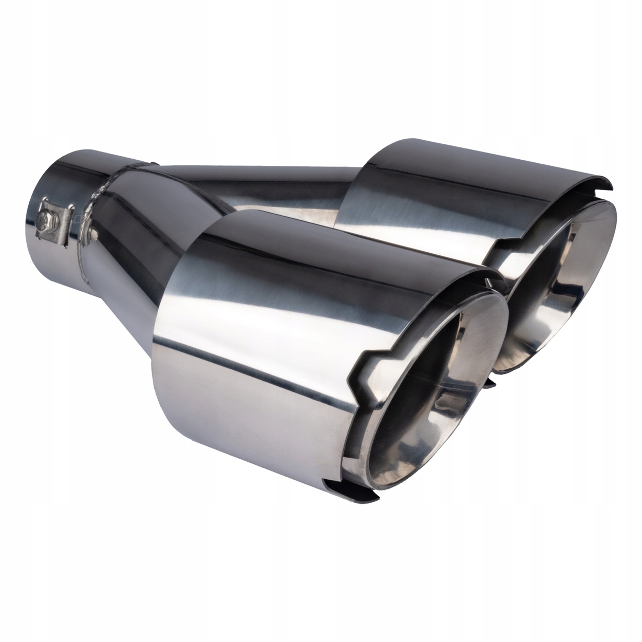 Koncovka tlumiče výfuku z nerezová ocel dvojitá, pravá, chrom AMIO-04068