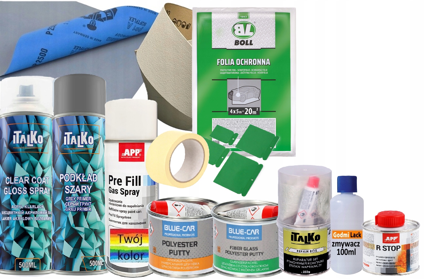 Kompletny zestaw lakierniczy na rdzę odpryski