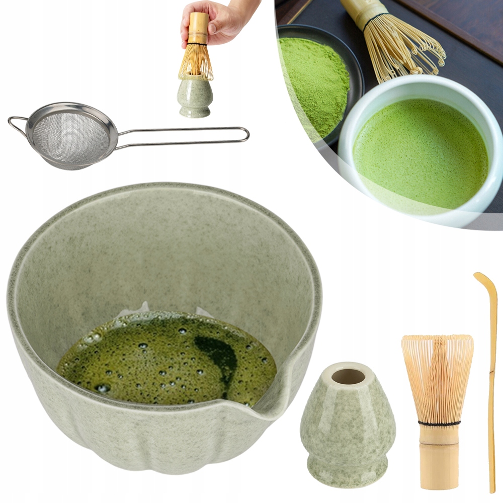 Dárková Sada Na Čaj Matcha Šálek Metlička Podstavec Lžička