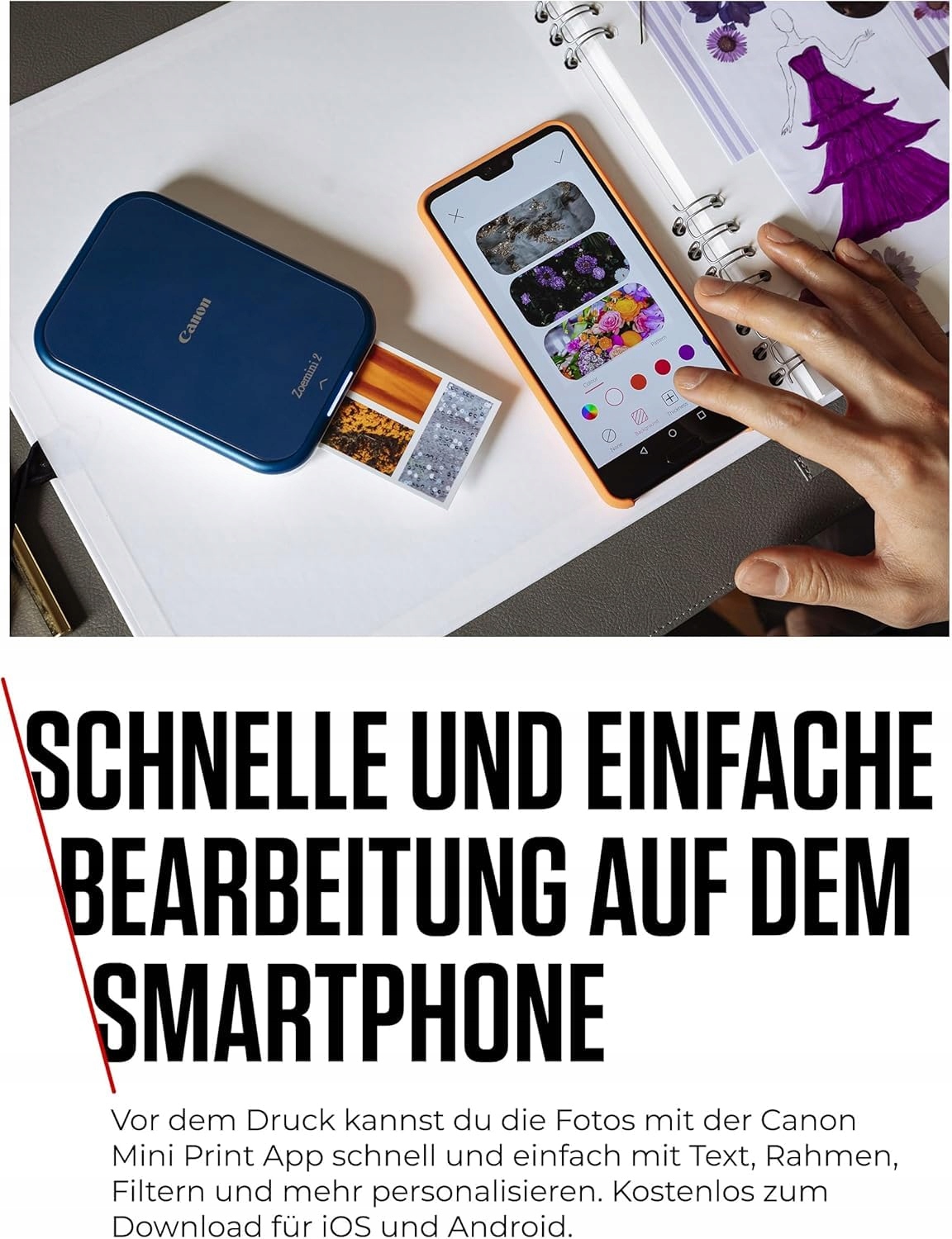 CANON Zoemini 2 Przenośna Drukarka Zdjęć Bluetooth Smartfon Tablet — miniatura 5