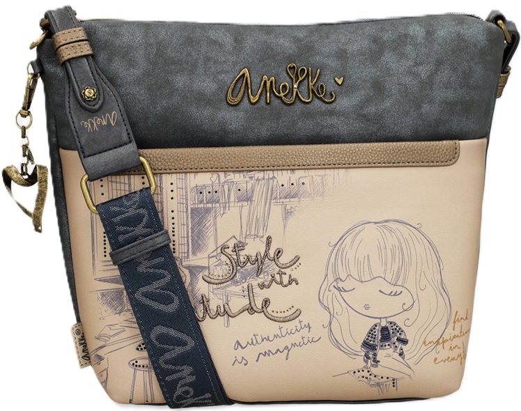 A378 Anekke duża torebka listonoszka szeroki pasek Mademoiselle Studio