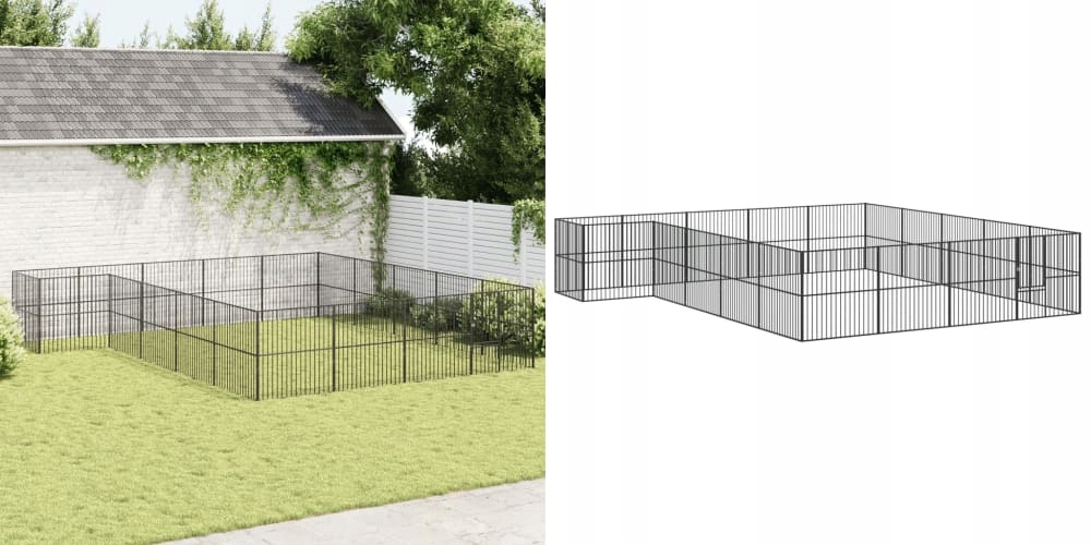 Levně Černá, Kotec pro psa, ocel, 20 panelů