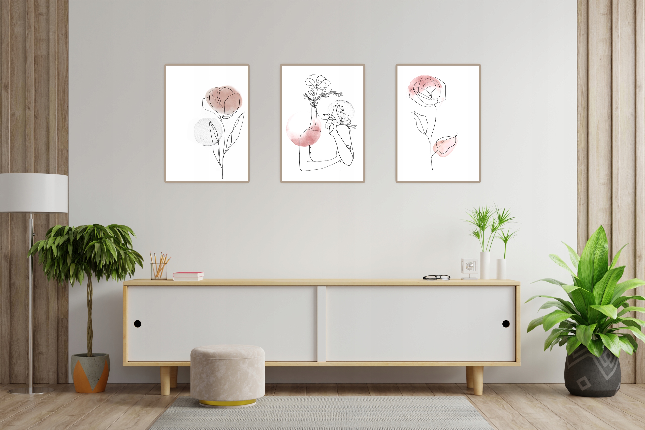 ZESTAW PLAKATÓW A4 NOWOCZESNY RÓŻ BOHO SERIA LINIA Wysokość produktu 29.7 cm