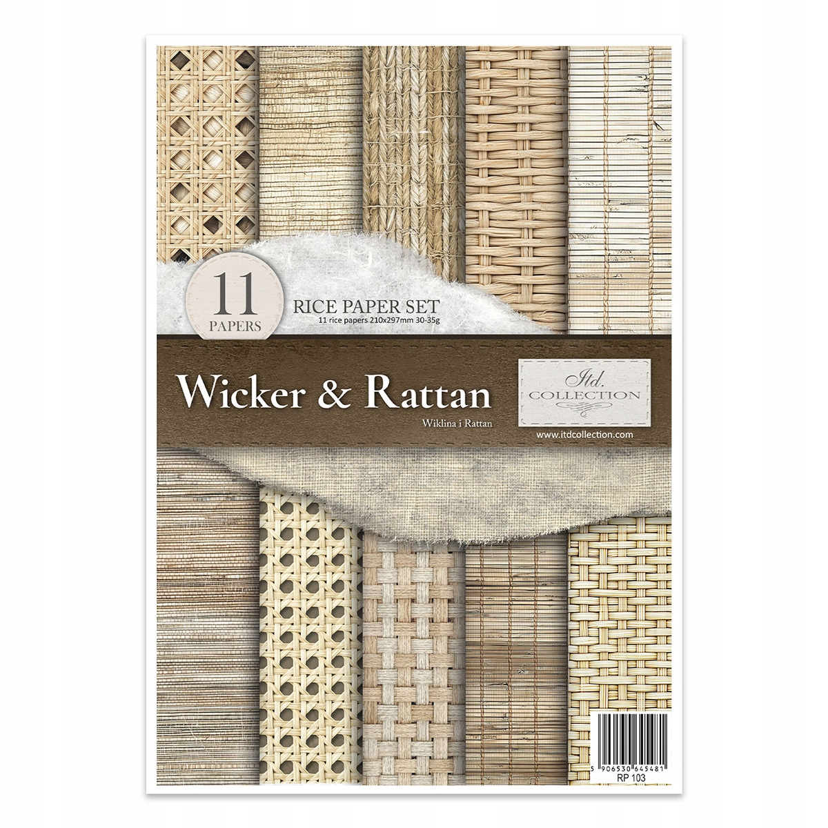 Sada 11 rýžových papírů A4 pro decoupage RP103 Wicker & Rattan