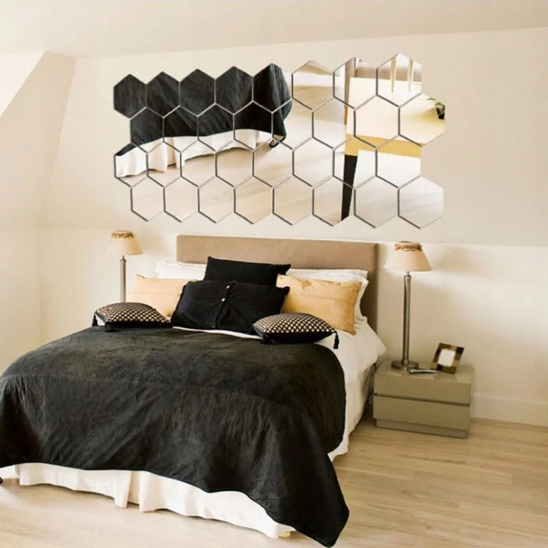 Hexagon mirror paste acrylic wall paste background Stan opakowania oryginalne