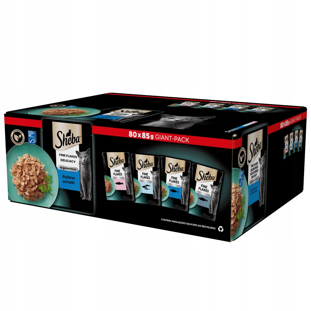 Sheba Fine Flakes Delicacy 80x85g rybí příchutě v Krmivo Pro Kočky