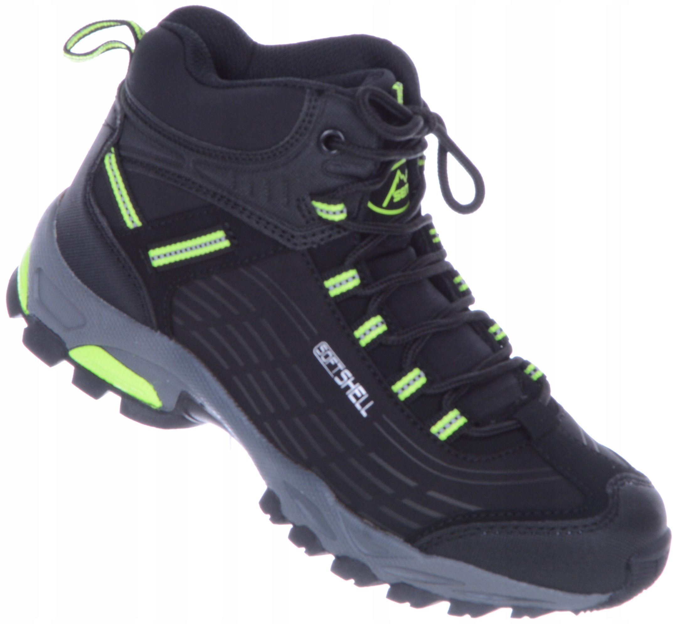 Černé zelené sportovní boty Softshell Trekkingové Nad Kotník Pánské 44