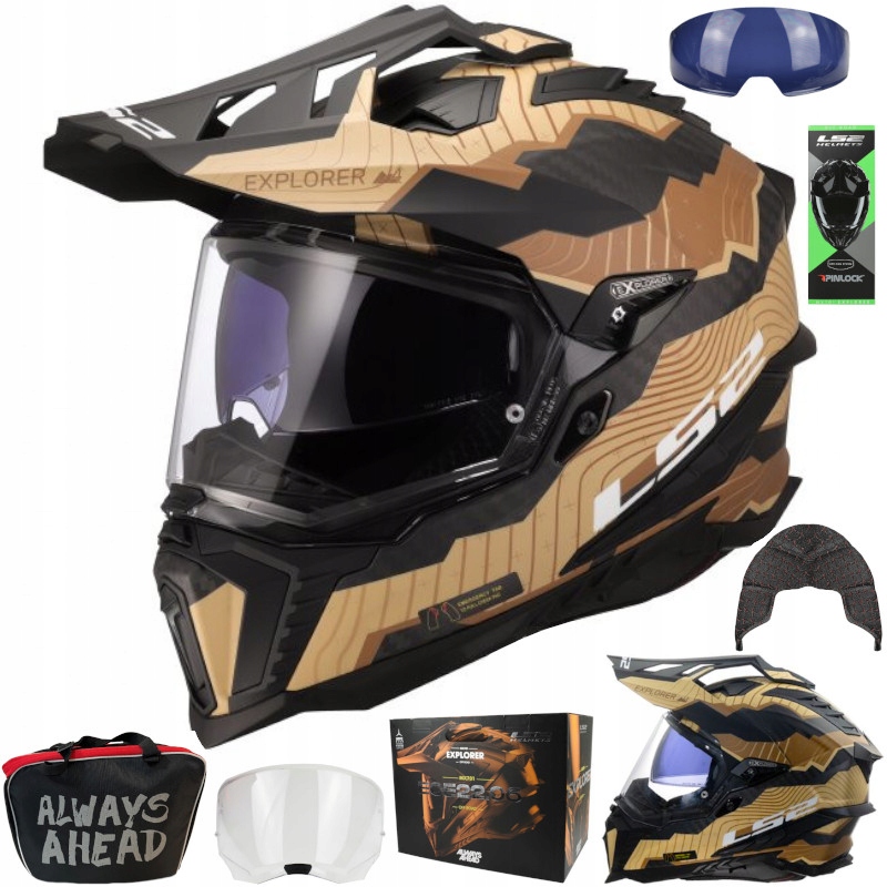 Motocyklová prilba LS2 Explorer C Trick Brown Sand Prilba na Cross MX701