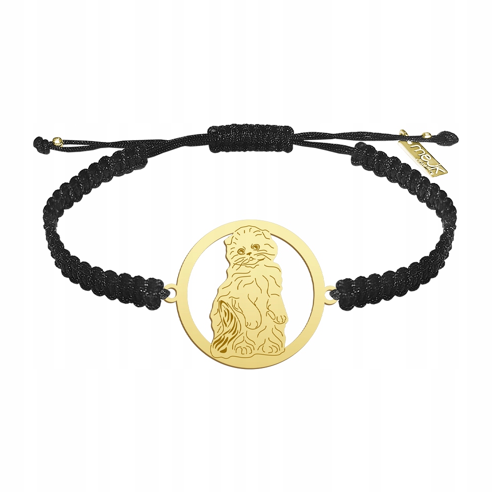 Zlatý náramek se skotskou kočkou Zwisłouchy 925 Makramé Šperky Gravírování