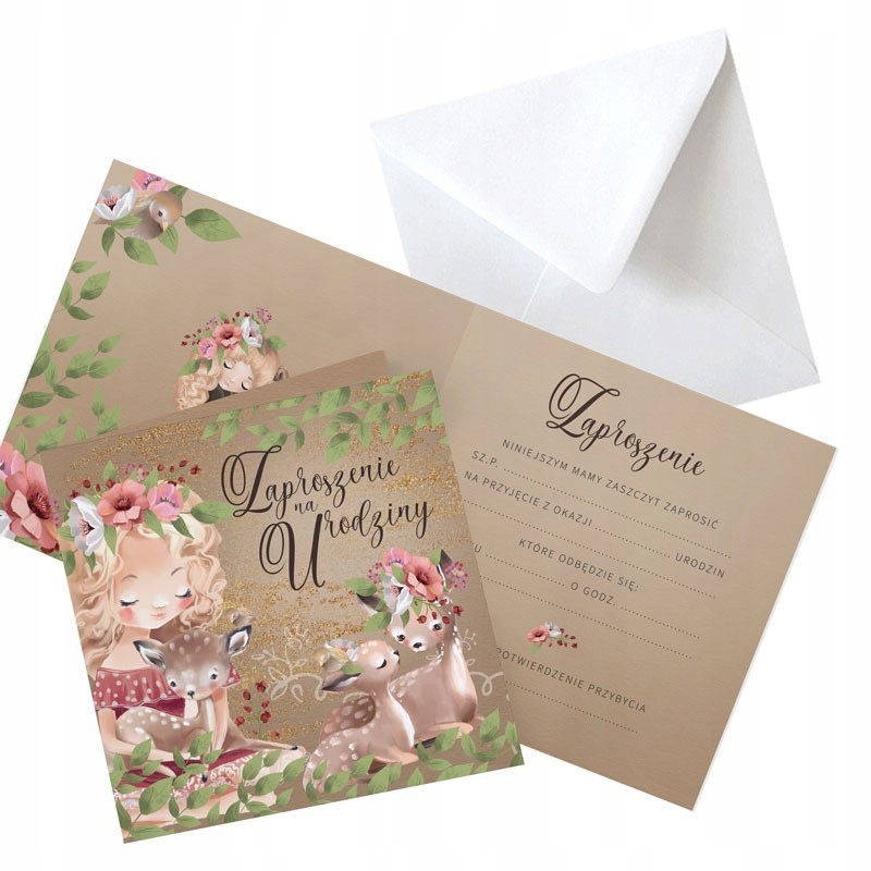 ZAPROSZENIA na Urodziny dziewczynki Baśniowy 10szt