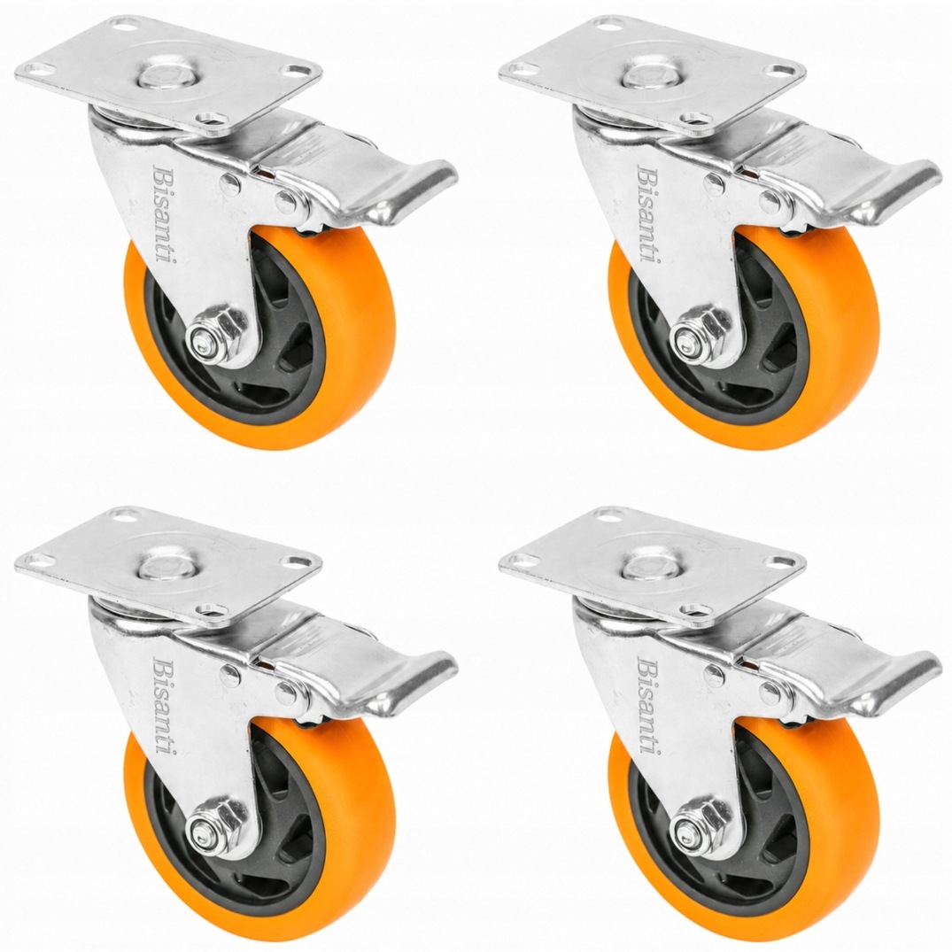 4x Transportní kolečka pro nábytek otočná 100mm 460kg Pvc
