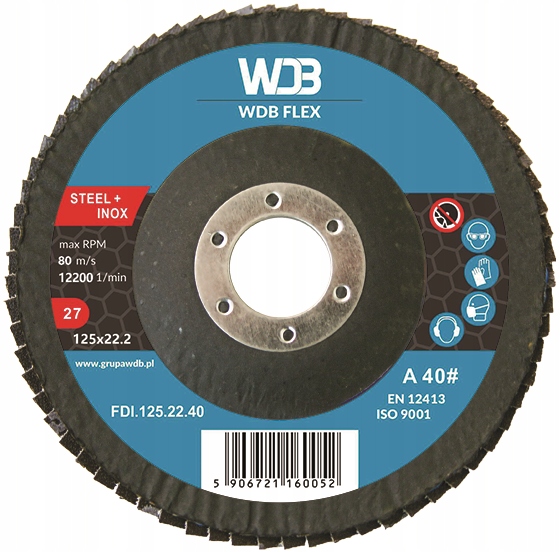 TARCZA LISTKOWA DO SZLIFOWANIA STALI INOX P40 WDB