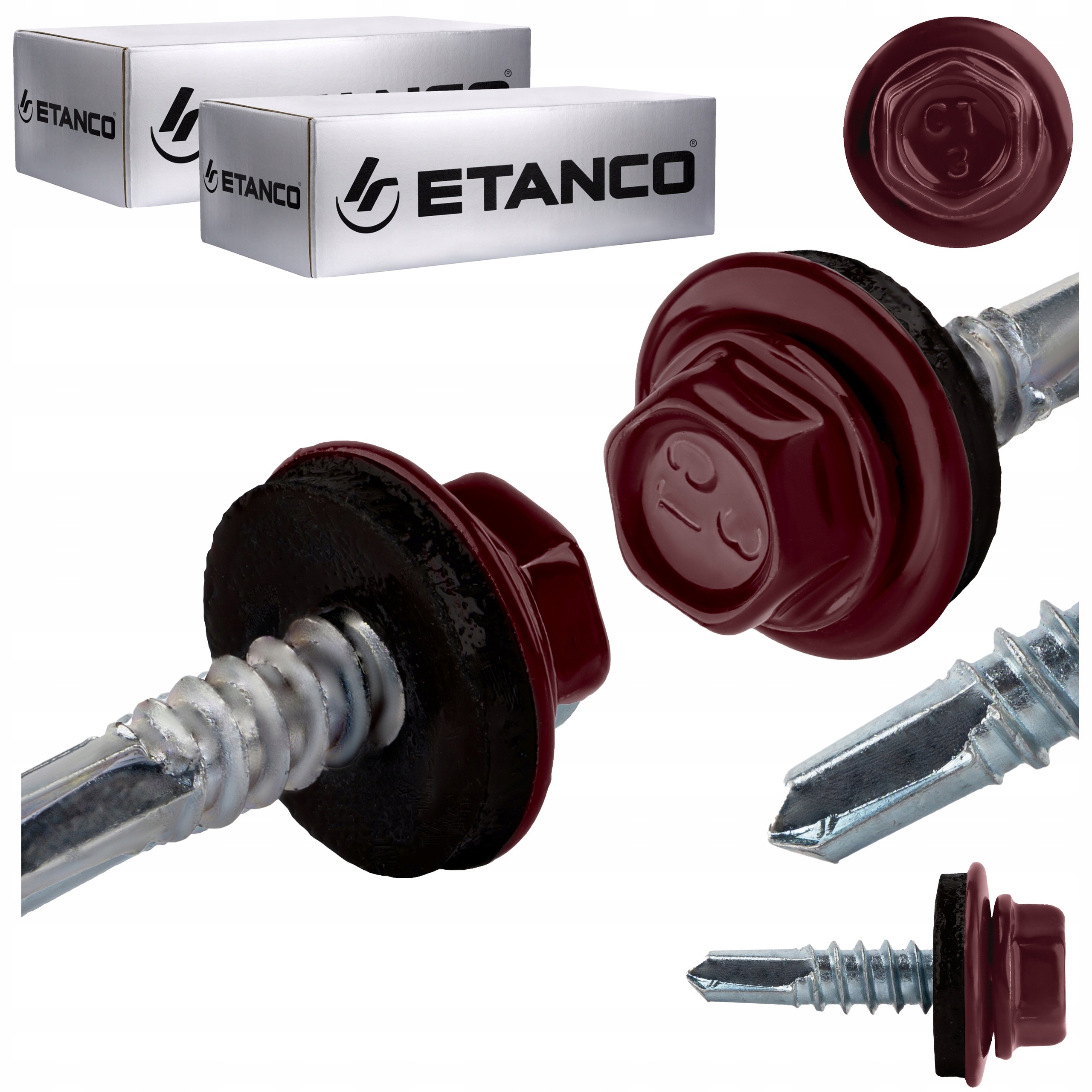 Samovrtné šrouby do kovu 3 mm 4,8 x 19 mm Ral 3005 500 ks Etanco GT3 Z14