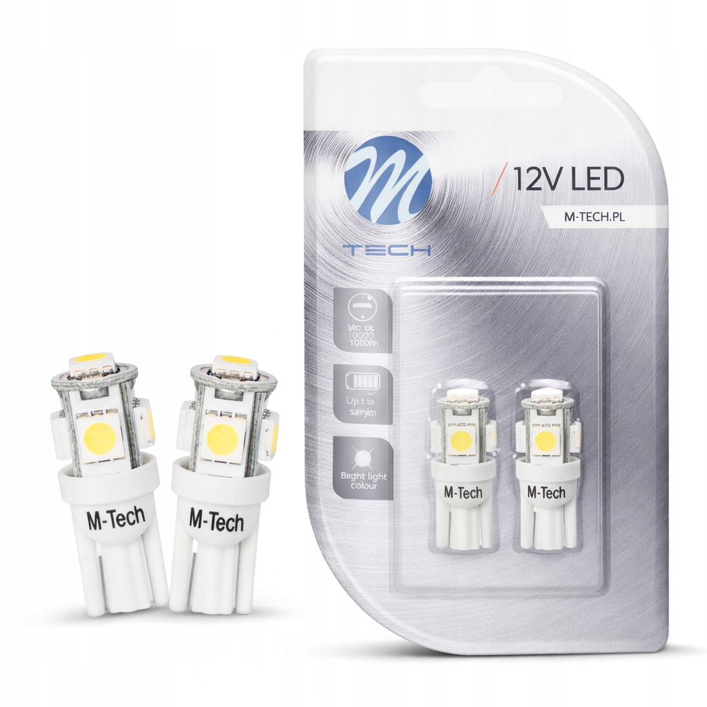 Żarówki W5W Led 12V 5xSMD5050 *białe* M-tech 2szt.