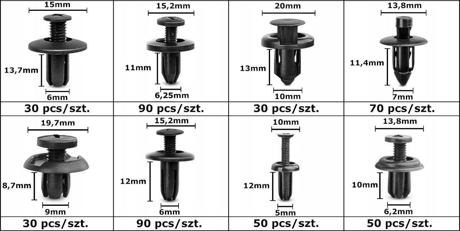 УНИВЕРСАЛЬНЫЕ ШПИЛЬКИ KLIPSY ЗАПОНКИ АВТОМОБИЛЬНЫЙ ОБШИВКИ 625 ШТУКИ + SCIAGACZE фото 8